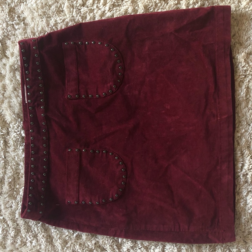 Burgundy velvet skirt